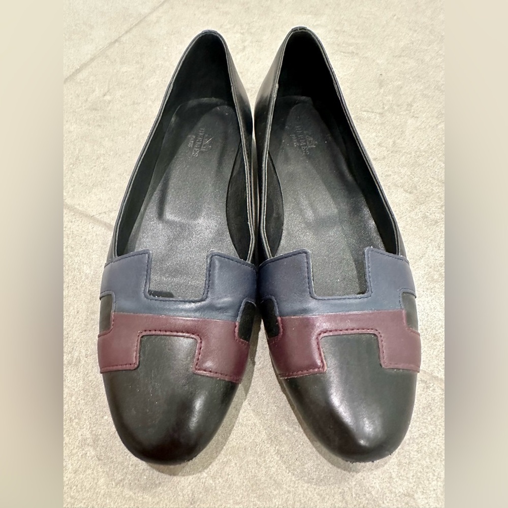 Hermes Nice Ballerina Flats Shoes Black 36 Authentic